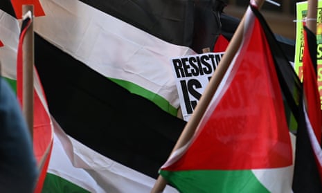Pro-Palestinian protesters demonstrate in New York on 13 October.