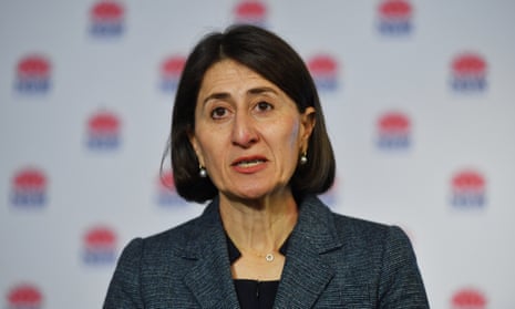 The NSW premier, Gladys Berejiklian, speaks to the media on Friday