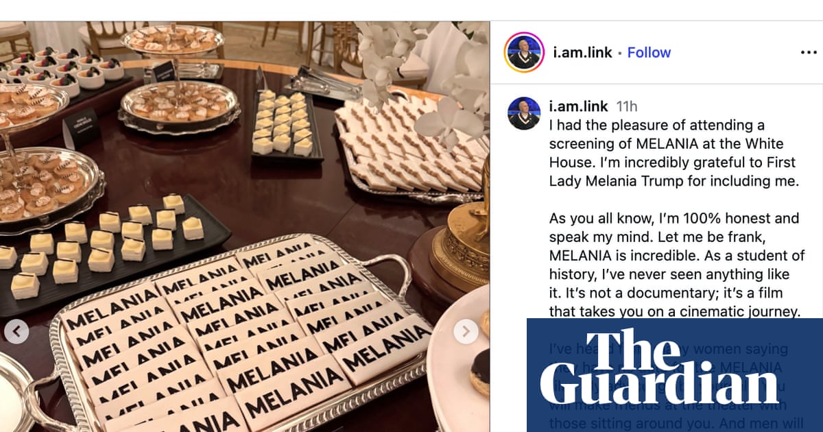 Black cakes and branded buckets: welcome to the White House premiere for Brett Ratner's Melania movie