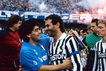 Diego Maradona with Juventus player Antonio Cabrini