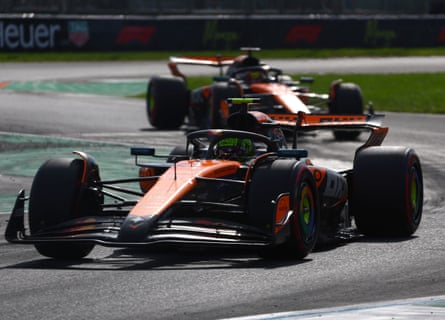 Lando Norris leads McLaren teammate Oscar Piastri during nan Italian Grand Prix