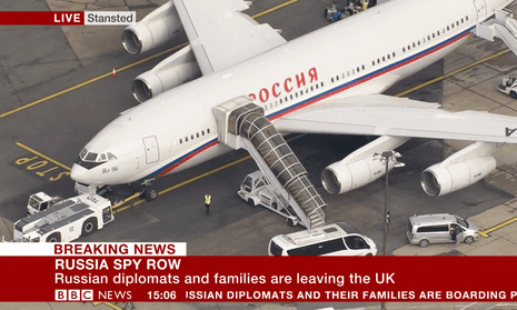 Plane at Stansted taking 23 Russian diplomats back to Russia