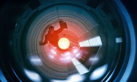 A still from 2001: A Space Odyssey, showing HAL 9000 and a reflection of the ship’s remaining human astronaut.