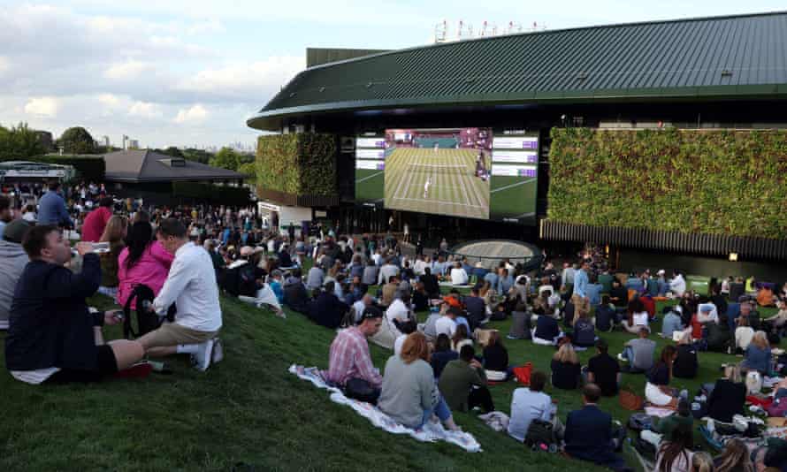 Fans watch the tennis on Henman Hill