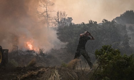 A fire in Gennadi, on the Greek island of Rhodes, in July.