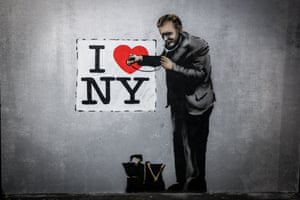 A reproduction of Banksy’s graffiti art