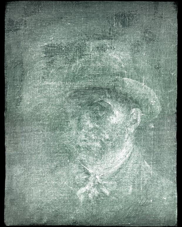 Self-portrait of Van Gogh revealed by X-ray of a peasant woman's head, 1885
