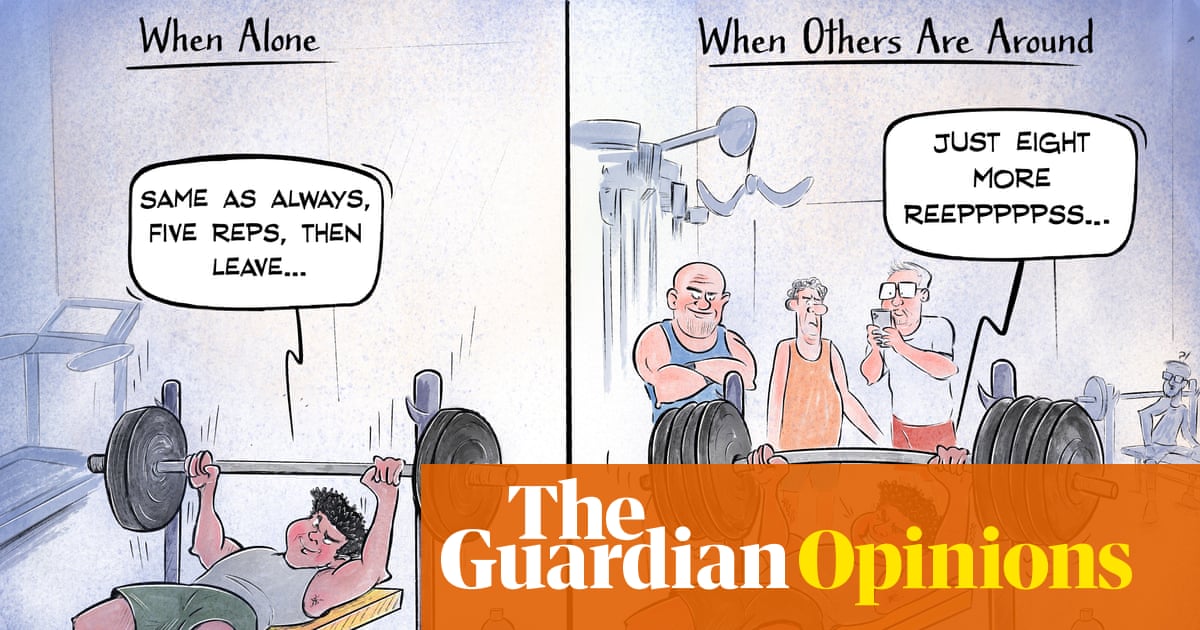 Samuel Ojo on competitive pressure at the gym – cartoon