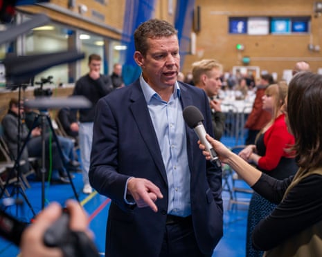 Plaid Cymru leader Rhun ap Iorwerth at the counting centre in Caerphilly