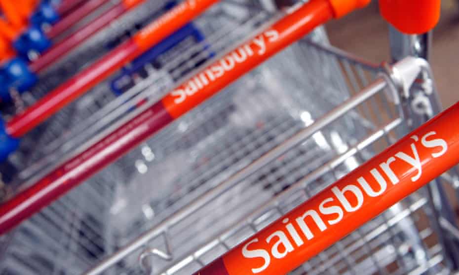 Shopping trolleys at a Sainsbury’s supermarket