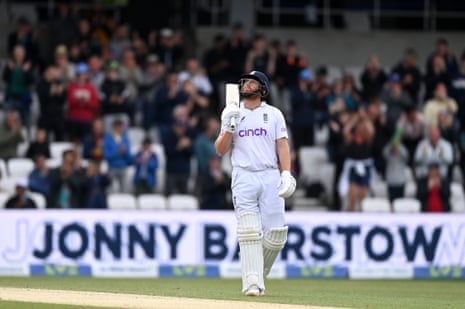 Bairstow looks up to the sky after reaching his half century.
