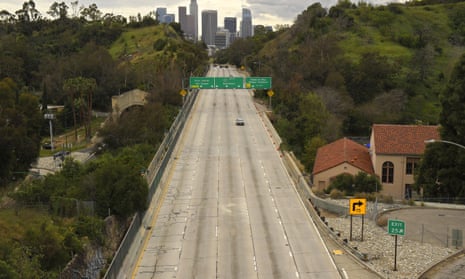 The usually congested Harbor Freeway in central Los Angeles pictured during lockdown.