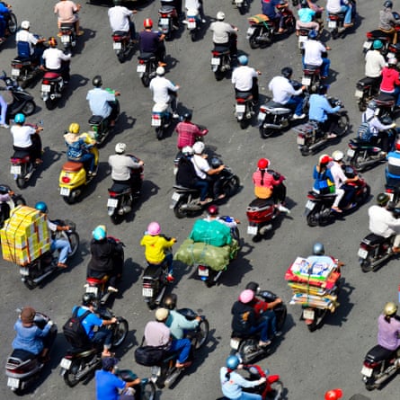A sea of mopeds in central Ho Chi Minh City