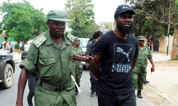 Pilato is arrested at a rally in Lusaka in September 2017