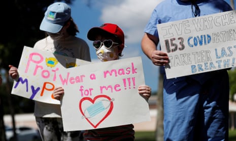 Students and others rally for masks in Pinellas County, Florida. 
