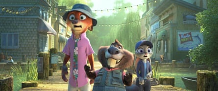 Nick Wilde (voiced by Jason Bateman), Nibbles (voiced by Fortune Feimster) and Judy Hopps (voiced by Ginnifer Goodwin) in Zootropolis 2.