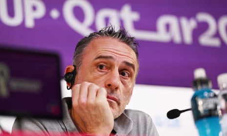 Paulo Bento, head coach, speaks during the South Korea press conference this morning in Qatar.