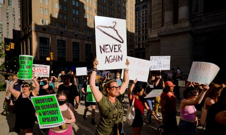 Abortion-rights advocates demonstrate in Philadelphia.