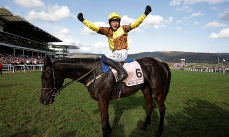 Paul Townend and Galopin Des Champs celebrate after winning the Gold Cup by five lengths.