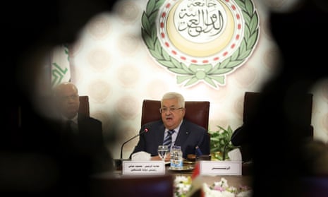 Mahmoud Abbas attends the Arab League’s foreign ministers meeting in Cairo.