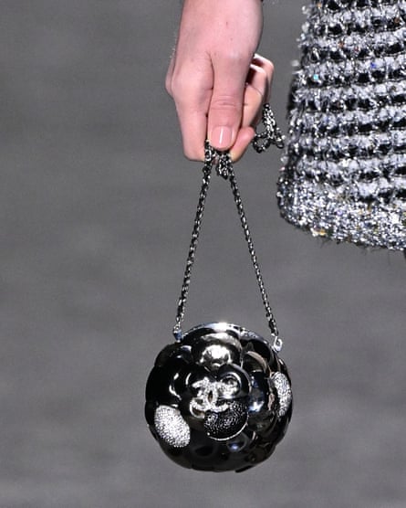 A bag is carried by a model at the Chanel womenswear fall-winter 2023-2024 show.