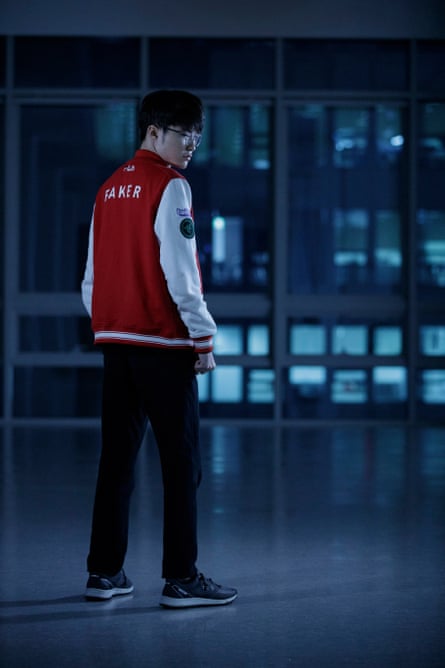 Faker, real name Lee Sang-hyeok, the highest-paid eSports League of Legends player in the world and member of the SK Telecom team poses for a picture in the tower block where the Seoul E-sports Stadium is situated.