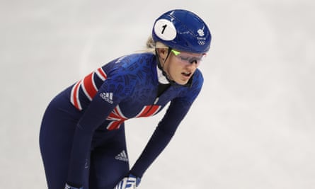 Elise Christie of Great Britain leaves the Ice Rink after competing in the heats of the Women's 1000m
