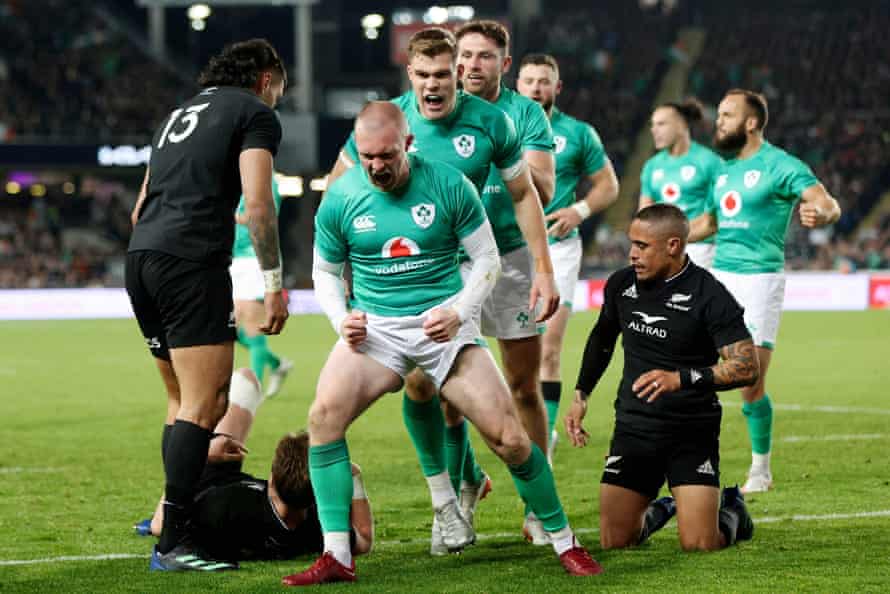 Keith Earls opens the deck.