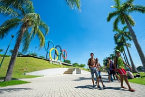 The Olympic rings at Parque Madureira once adorned the Tyne Bridge in Newcastle.