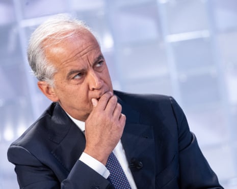 Italian interior minister Matteo Piantedosi speaking during a TV interview last month.