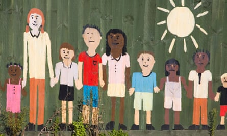 average phd student salary in usa Painted figures children on nursery school fence wall.