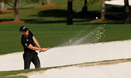 Danny Willett plays out from a bunker on the 7th hole during the second round.