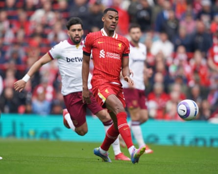 Liverpool v West Ham United on Sunday 13 April