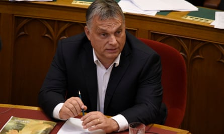 Hungarian prime minister Viktor Orbán in parliament for a vote on the ‘Stop Soros’ anti-immigration laws that he introduced.