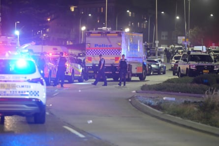 Police at Bondi beach on Sunday night.