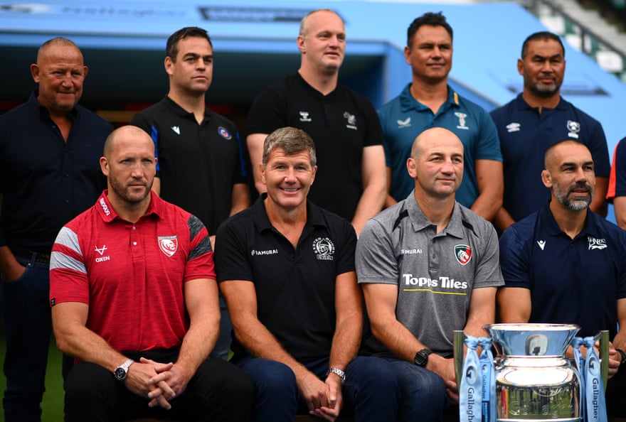 Premiership head coaches attend a photo call to launch the 2022-23 season.