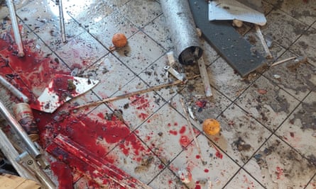 Blood on the floor after the attack.