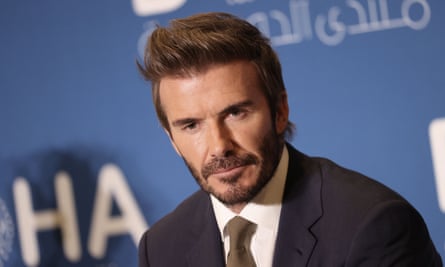 David Beckham participates in a seminar at the Doha Forum in Qatar