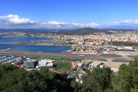 The Victoria Stadium, seen next to Gibraltar Airport