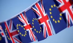 Brexit is on: the European Union and the Union flag sit together on bunting.