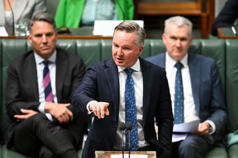 Australian energy minister Chris Bowen speaks in parliament