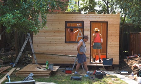 Shed-office being constructed.
