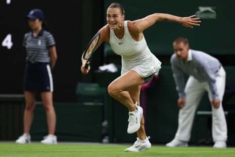 Belarus' Aryna Sabalenka runs to return the ball to Hungary's Panna Udvardy during her victory.