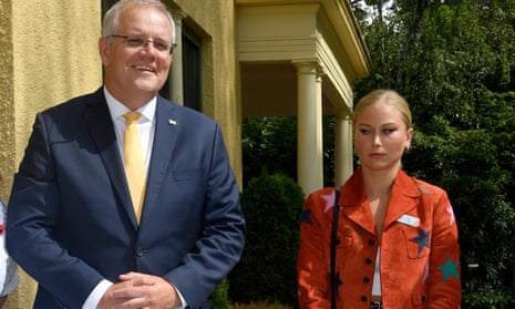Prime Minister Scott Morrison and 2021 Australian of the Year Grace Tame
