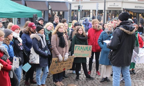 Students taking part in climate change protests in Denmark.