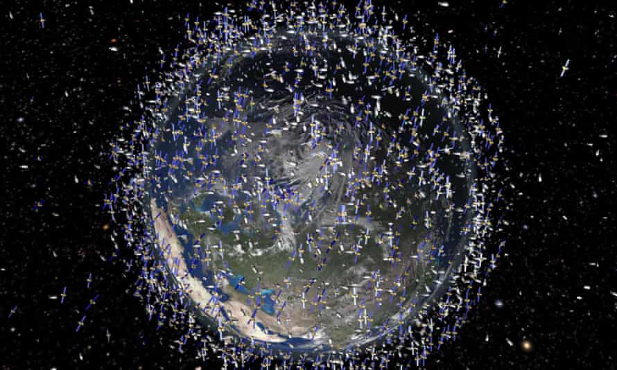 A European Space Agency artist’s impression of space debris in low Earth orbit (size of debris is exaggerated compared with the Earth).
