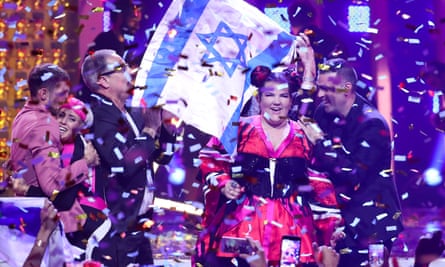 Singer Netta, representing Israel, wins last year’s Eurovision Song Contest in Lisbon.
