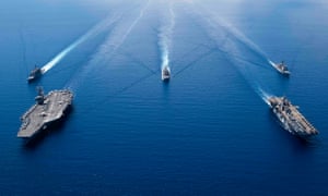 US navy ship in formation in the South China Sea last October.