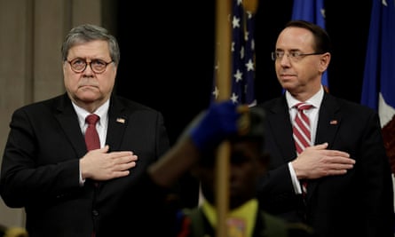 The deputy attorney general, Rod Rosenstein, right, has said that Barr’s memo had ‘no impact’ on the special counsel’s investigation.