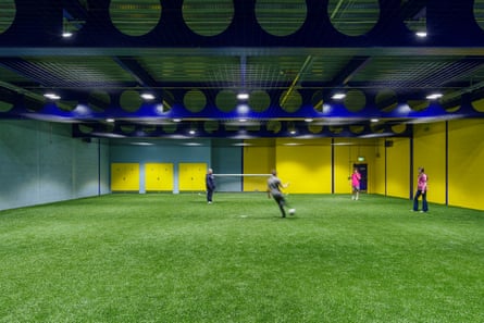 Haçienda heritage … indoor football pitch at the Vault Youth Zone.